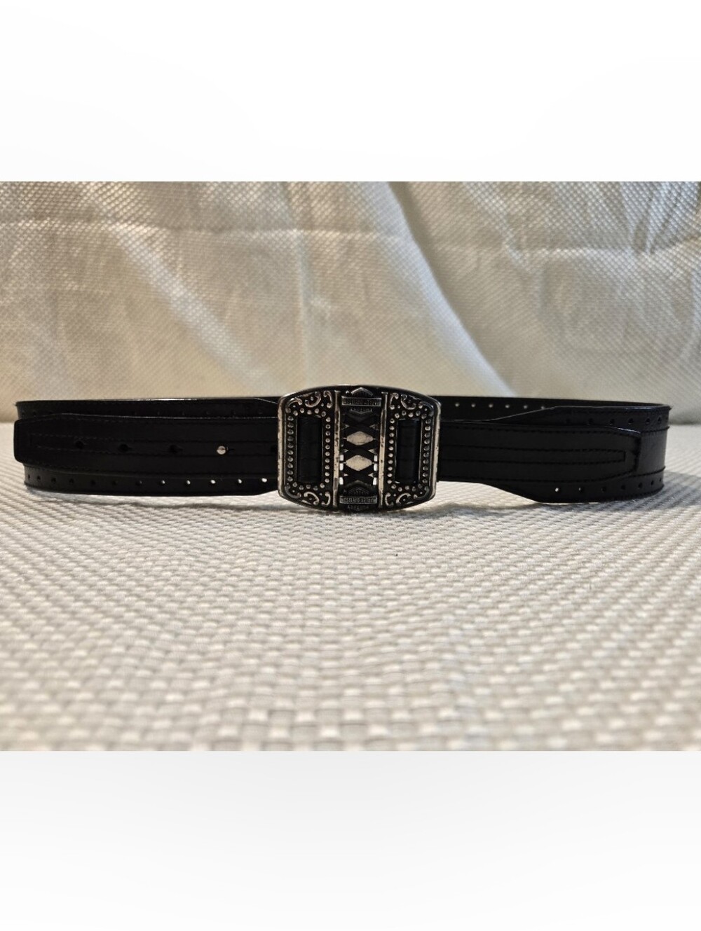 Womens Harley Davidson Black Belt With Buckle Size Large 42 Inches
